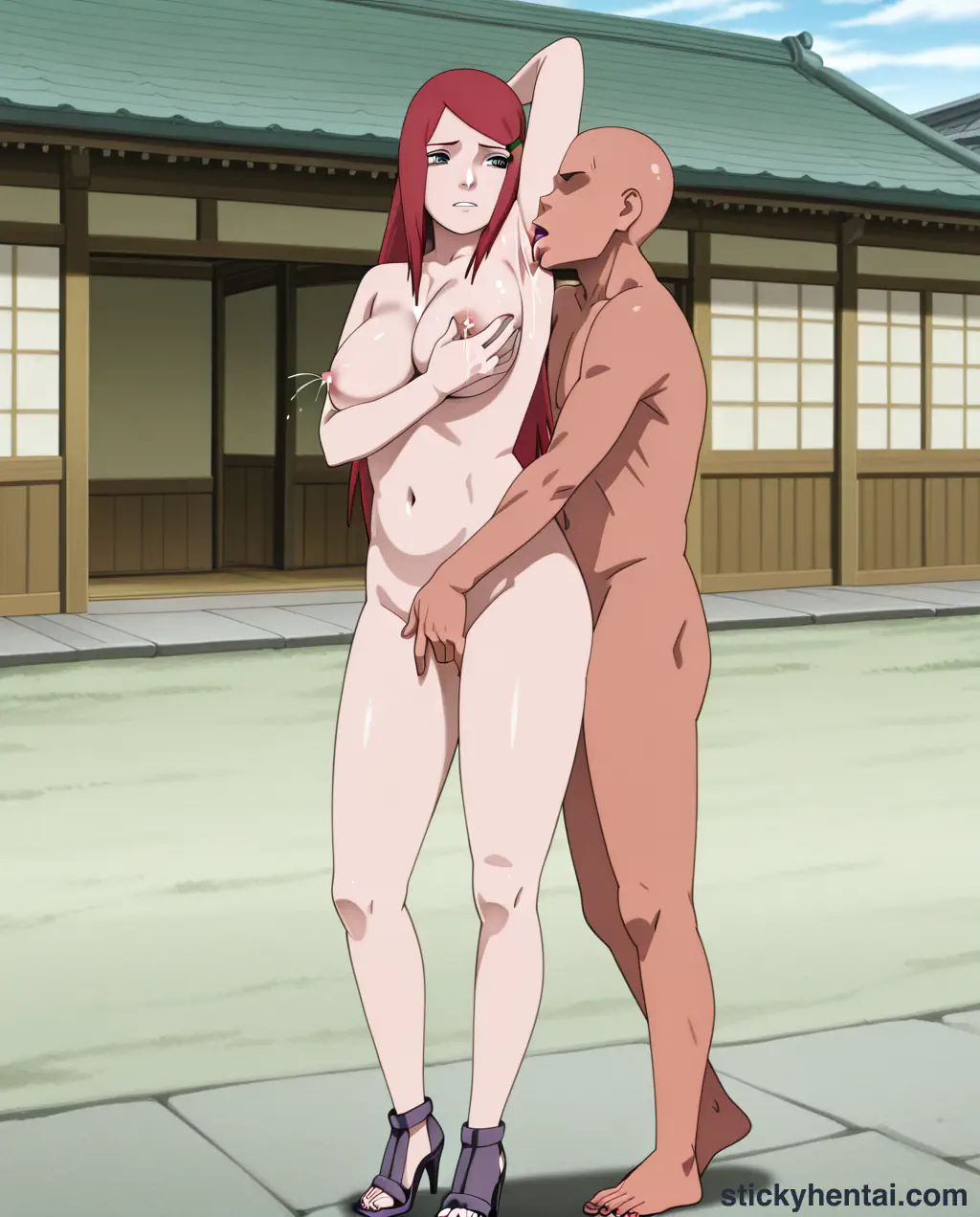 Two men licking Kushina Uzumaki's sweaty armpits part 1 #24