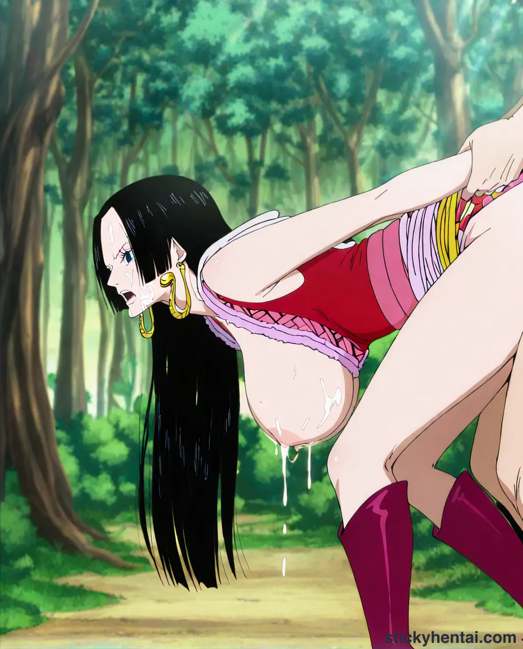 Men enjoy having sex with Boa Hancock from behind in the forest part 1 #23