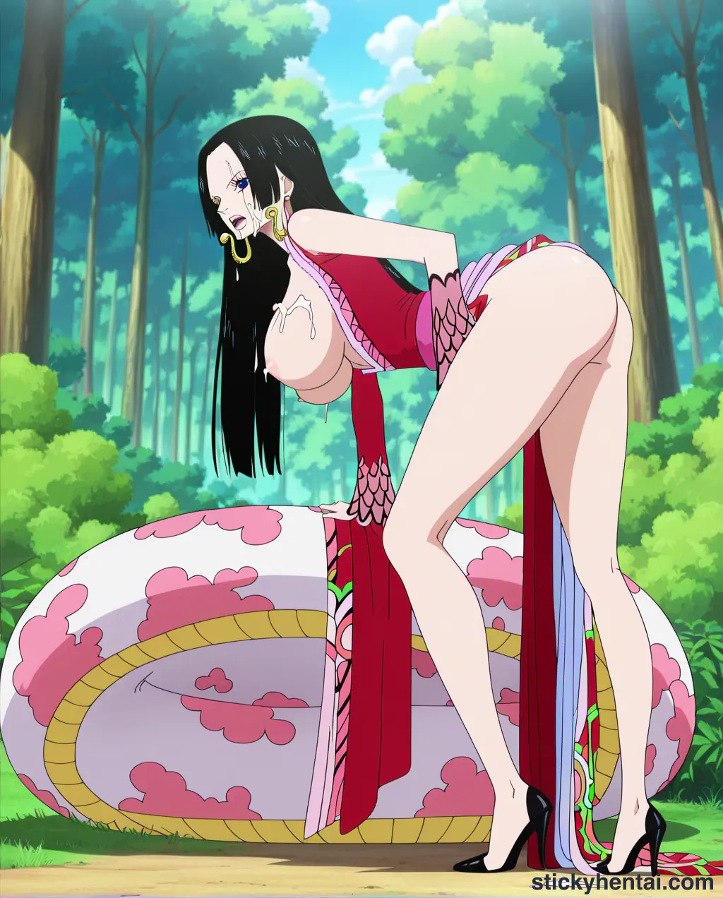 Men enjoy having sex with Boa Hancock from behind in the forest part 2 #26