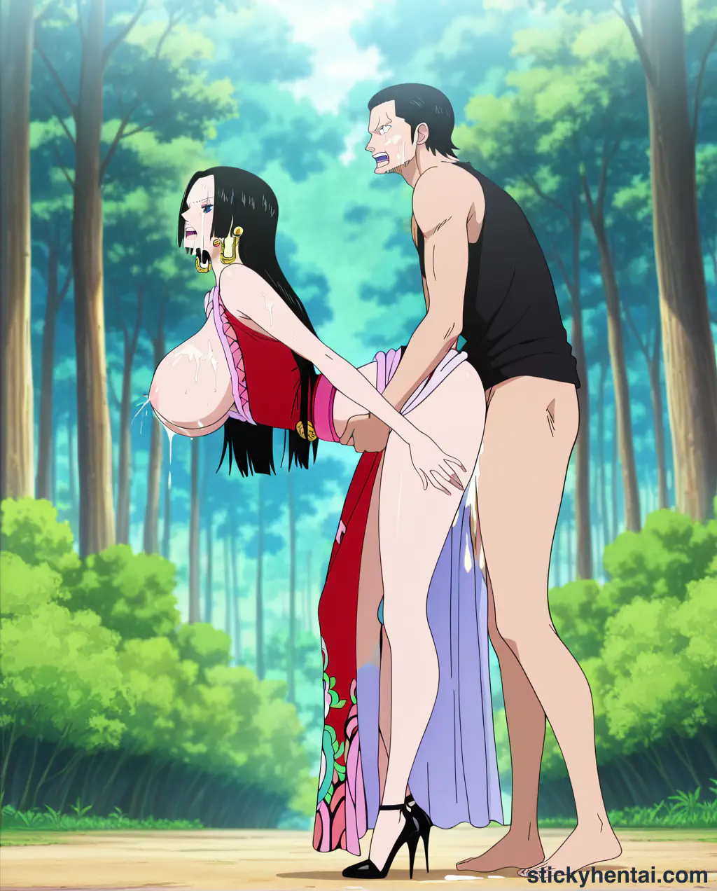 Men enjoy having sex with Boa Hancock from behind in the forest part 2 #27