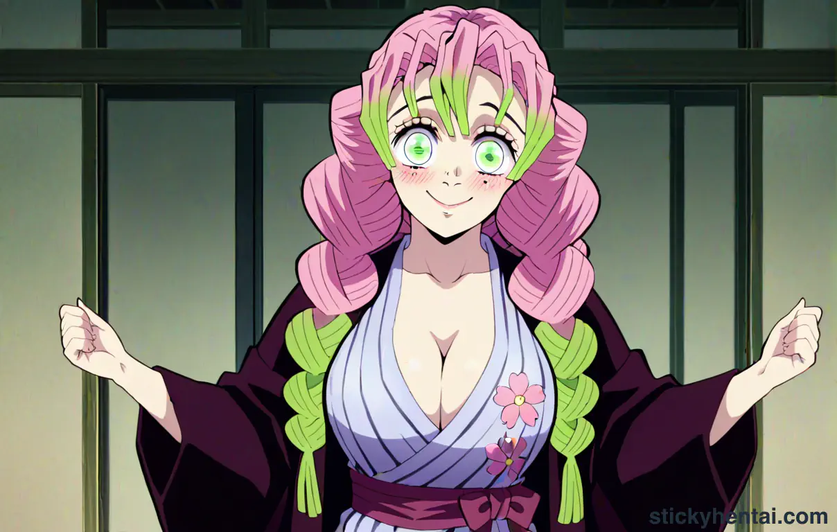 Demon slayer Mitsuri Kanroji breasts out and lactating at night