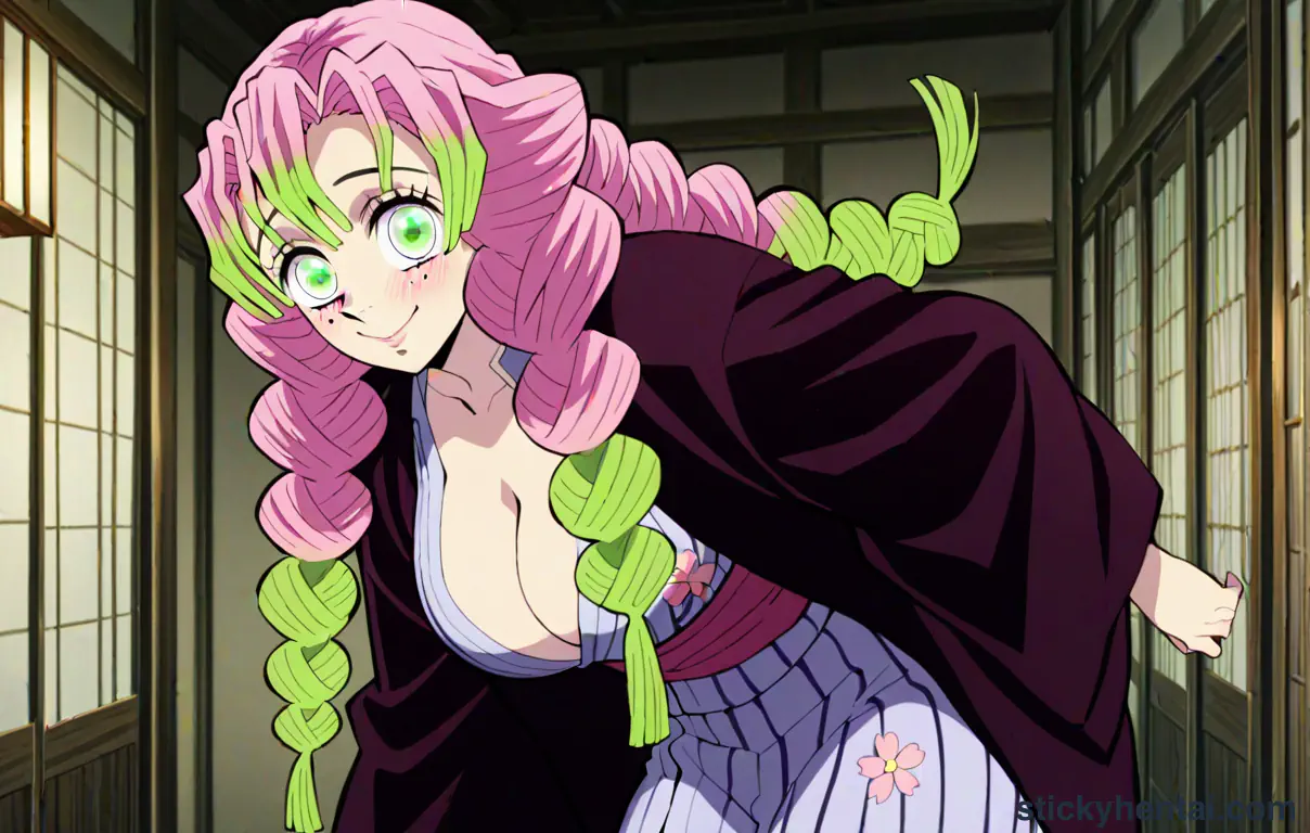 Demon slayer Mitsuri Kanroji breasts out and lactating at night #3