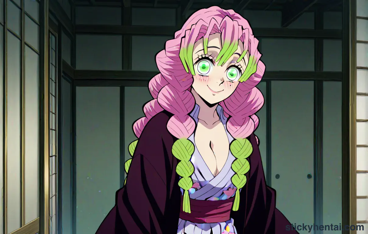 Demon slayer Mitsuri Kanroji breasts out and lactating at night #5