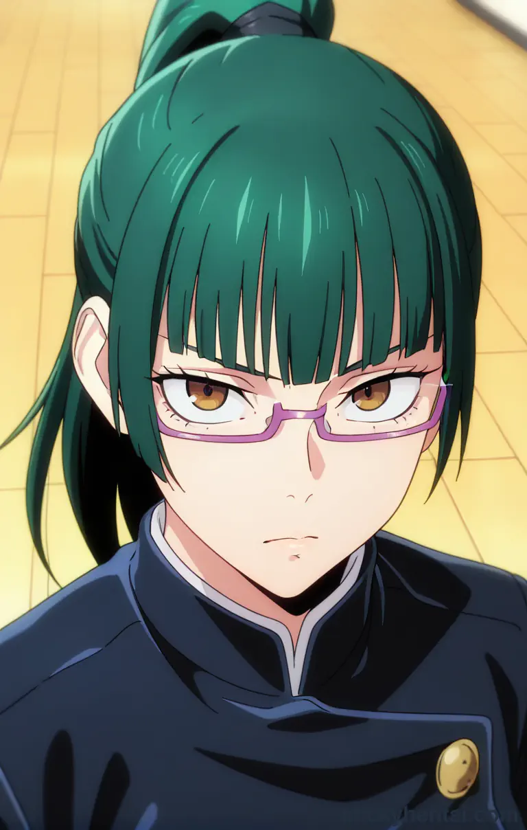 Maki Zenin anal penetration dutch waist angle view from the back