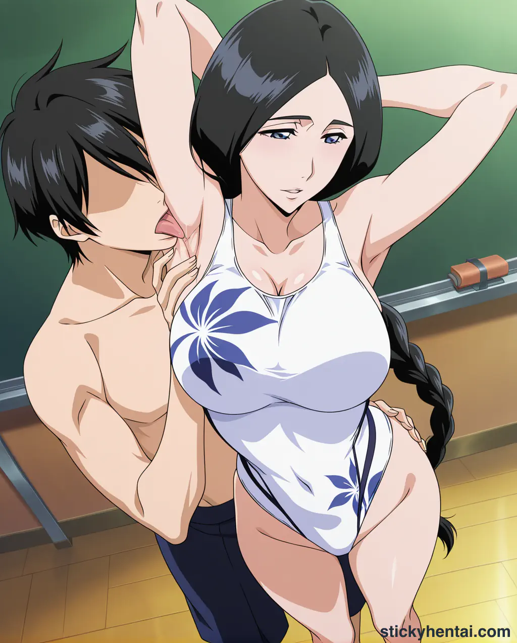 Retsu Unohana in classroom wearing her swimsuit #3