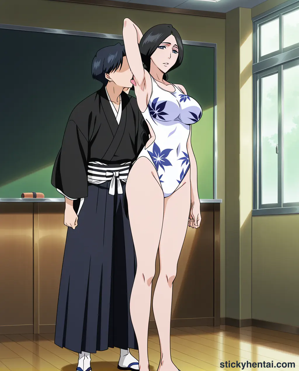 Retsu Unohana in classroom wearing her swimsuit #4