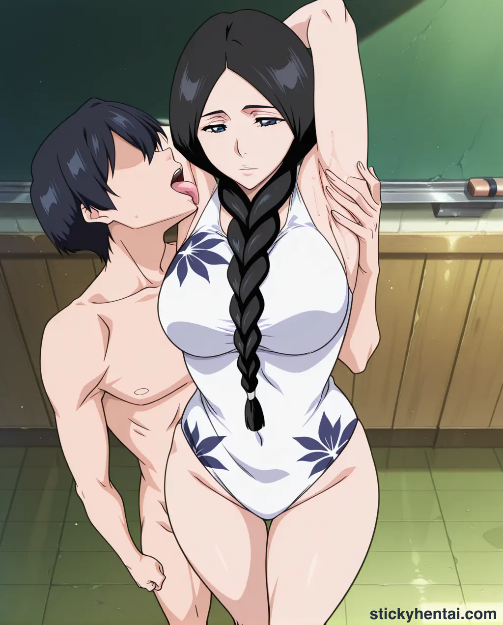 Retsu Unohana in classroom wearing her swimsuit #5