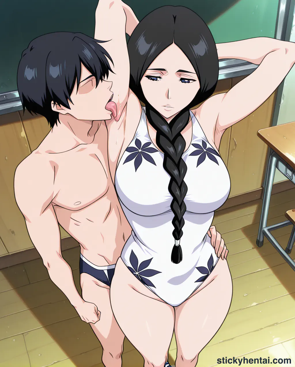 Retsu Unohana in classroom wearing her swimsuit #8