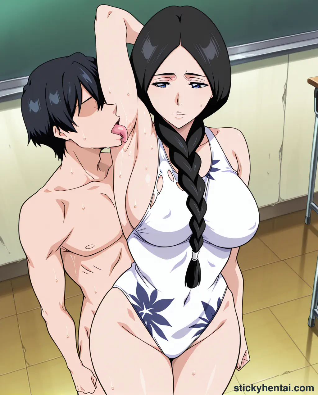 Retsu Unohana in classroom wearing her swimsuit #20