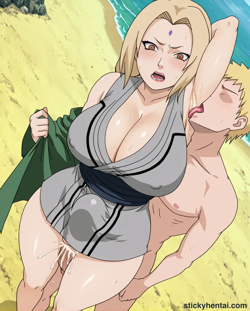 The most lucky gets to lick Tsunade's juicy armpits while penetrating her pussy from behind part 1 #8