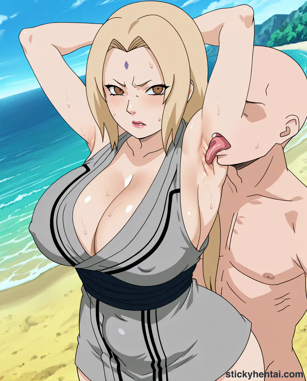 The most lucky gets to lick Tsunade's juicy armpits while penetrating her pussy from behind part 1 #46