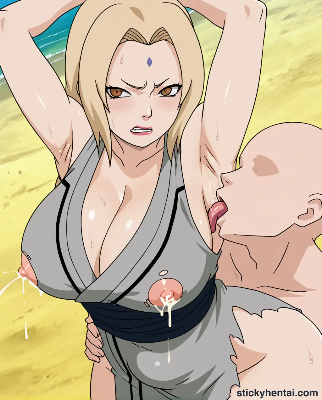 The most lucky gets to lick Tsunade's juicy armpits while penetrating her pussy from behind part 1 #53