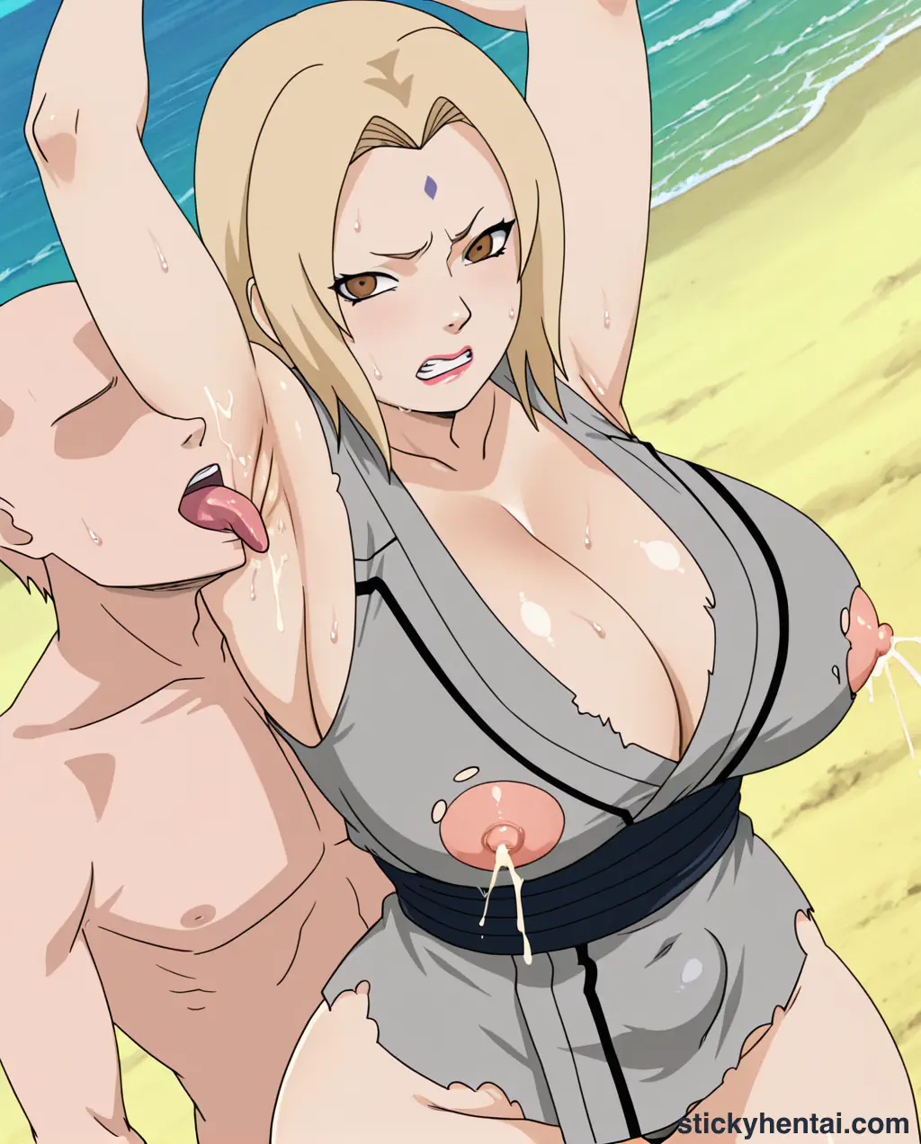 The most lucky gets to lick Tsunade's juicy armpits while penetrating her pussy from behind part 1 #58