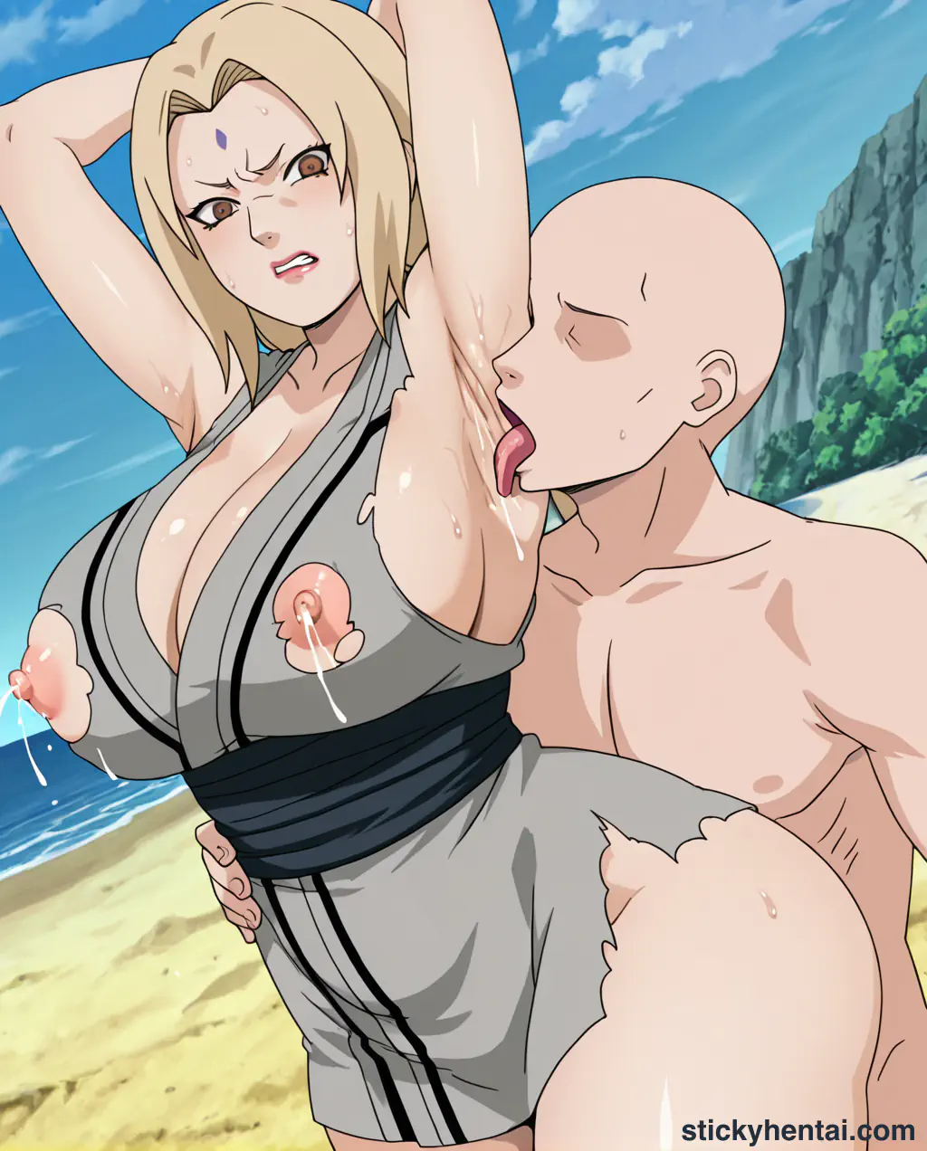The most lucky gets to lick Tsunade's juicy armpits while penetrating her pussy from behind part 1 #61