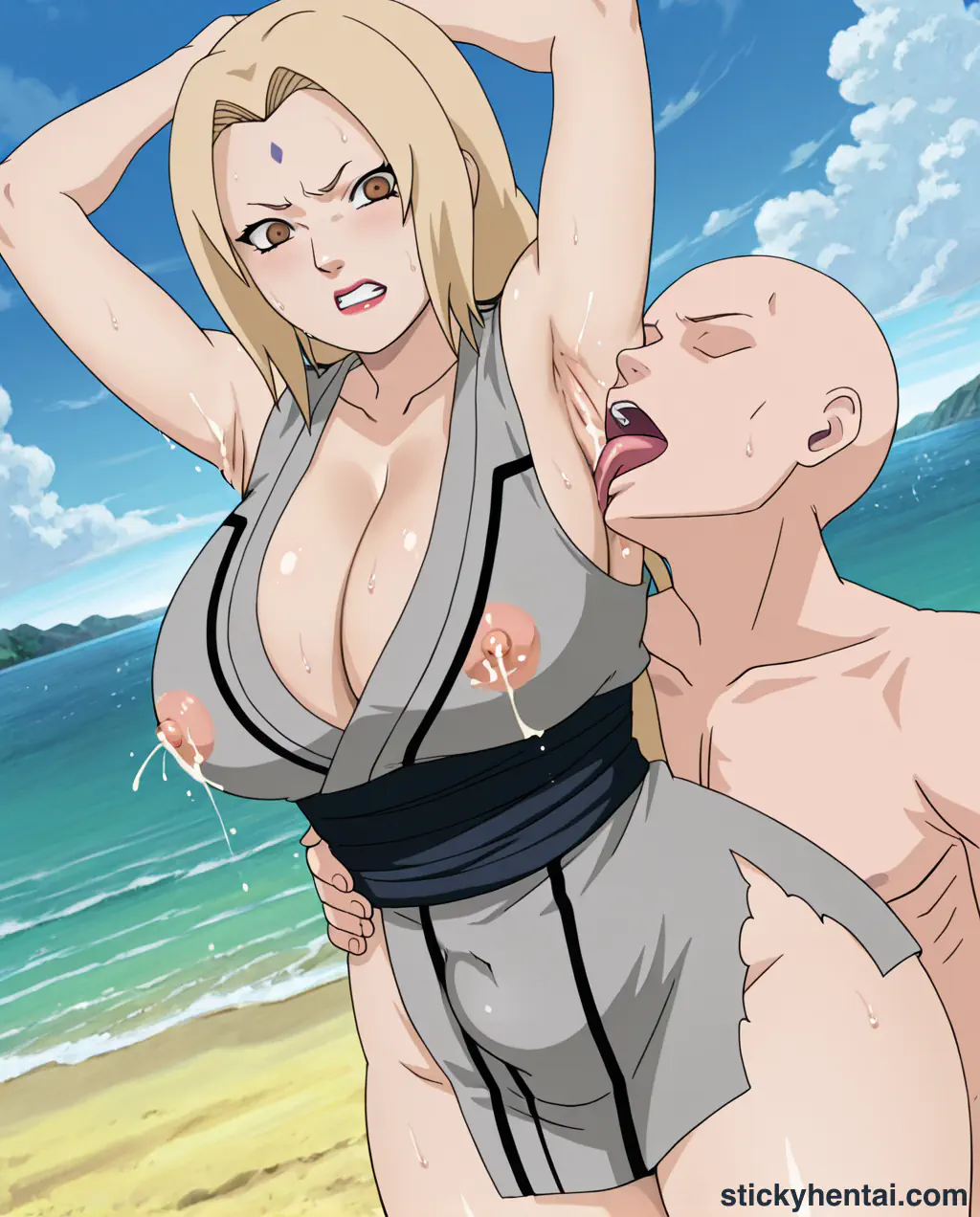 The most lucky gets to lick Tsunade's juicy armpits while penetrating her pussy from behind part 1 #63