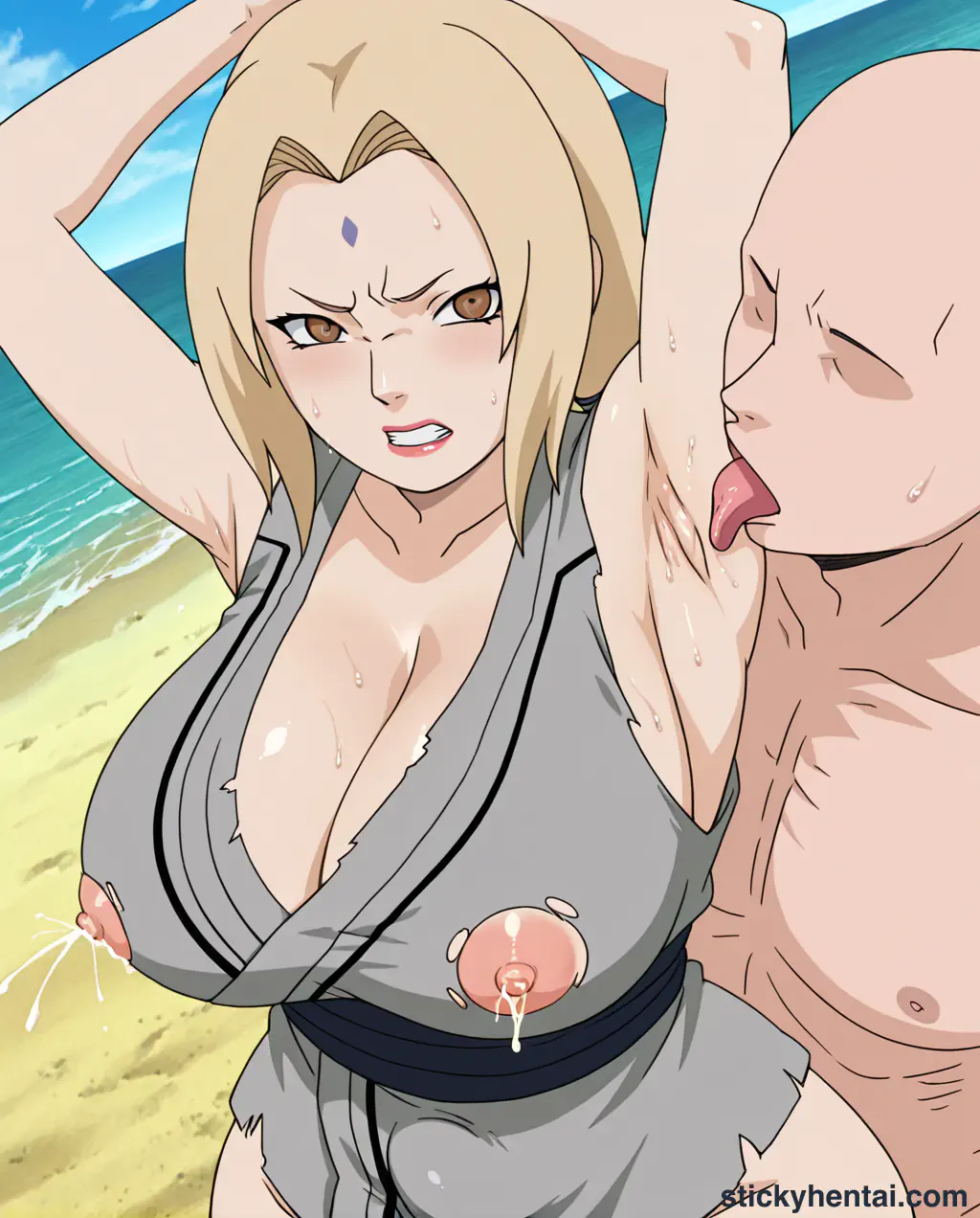 The most lucky gets to lick Tsunade's juicy armpits while penetrating her pussy from behind part 1 #64