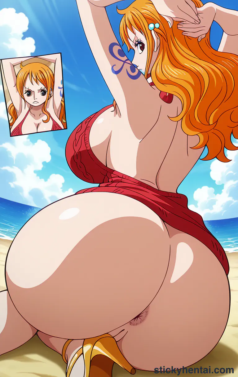Close up asshole of Nami on beach part 2 #41