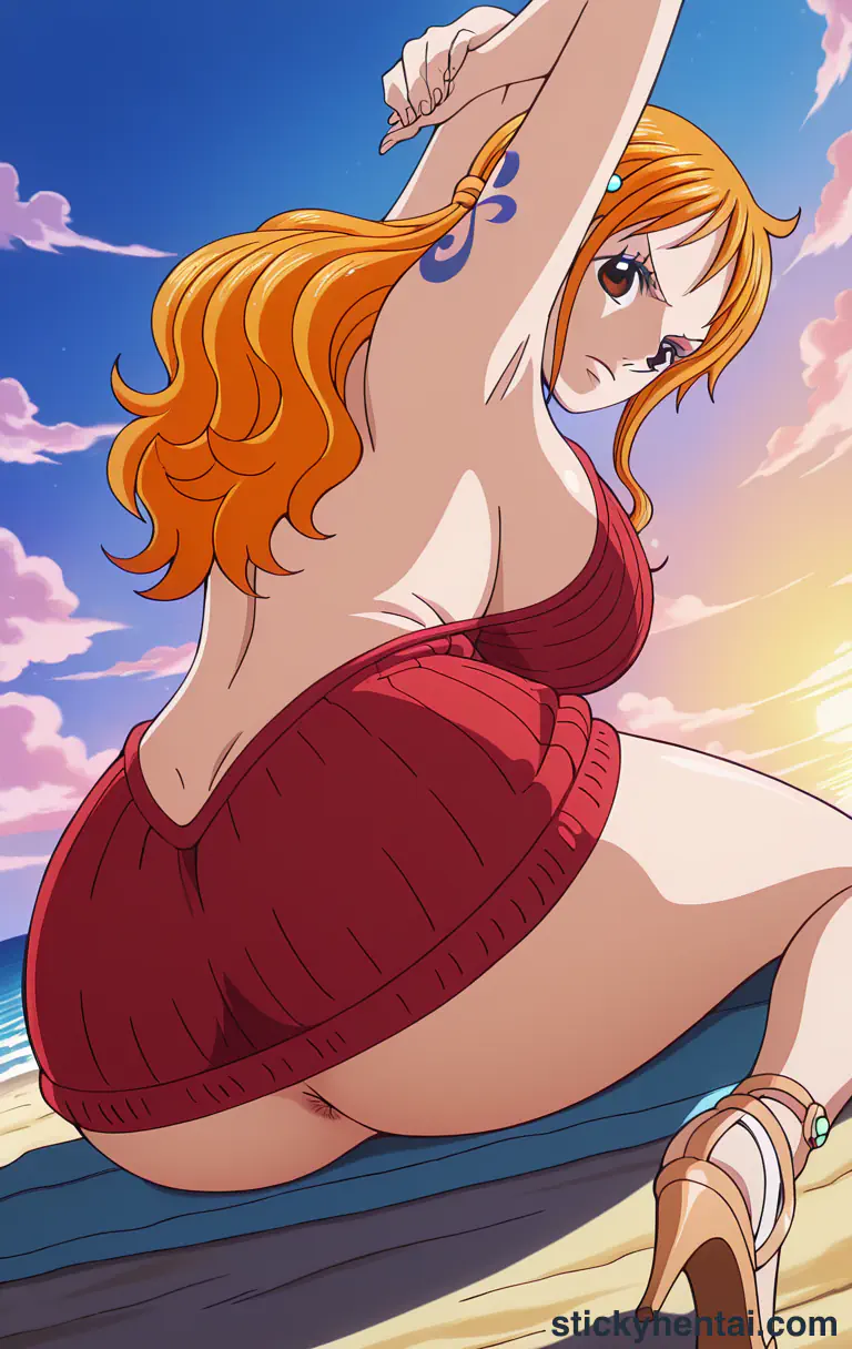 Close up asshole of Nami on beach part 2 #43