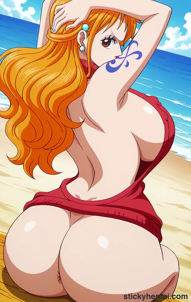 Close up asshole of Nami on beach part 2 #45