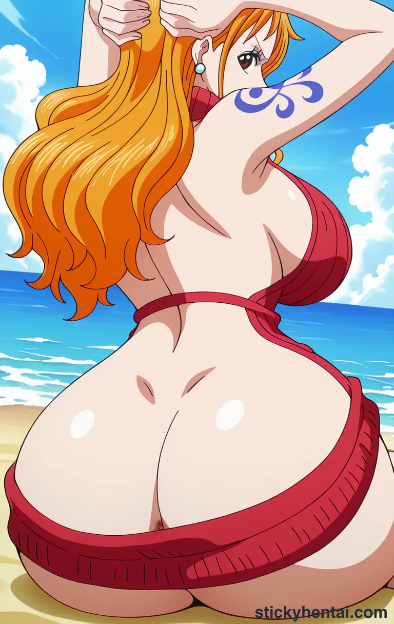 Close up asshole of Nami on beach part 2 #50