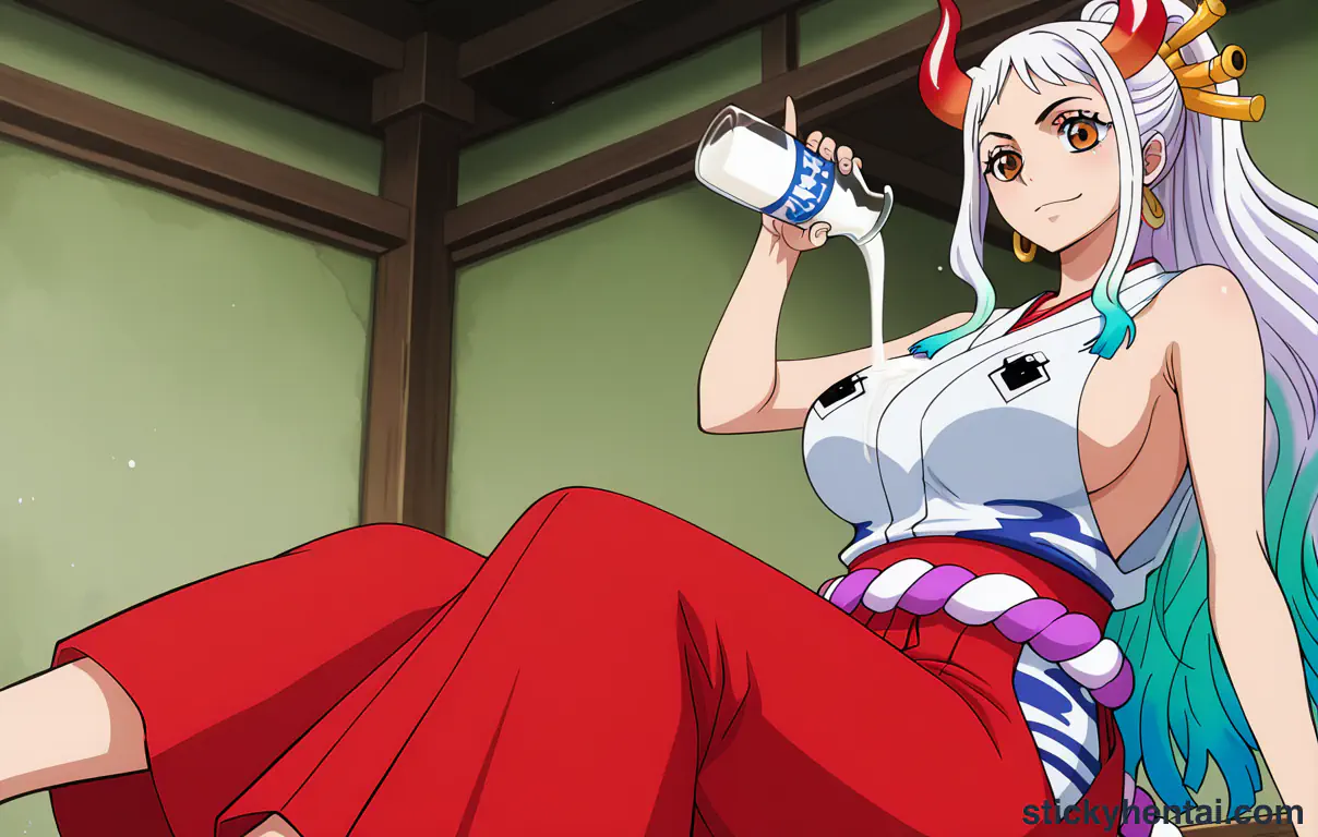 Sucking out Yamato's breasts milk with a milking machine