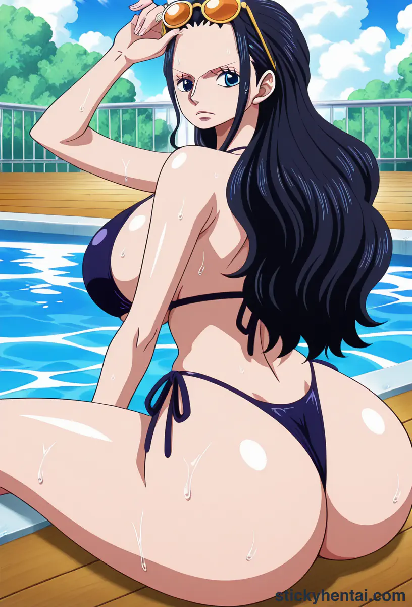 Nico Robin big ass beside the pool #11