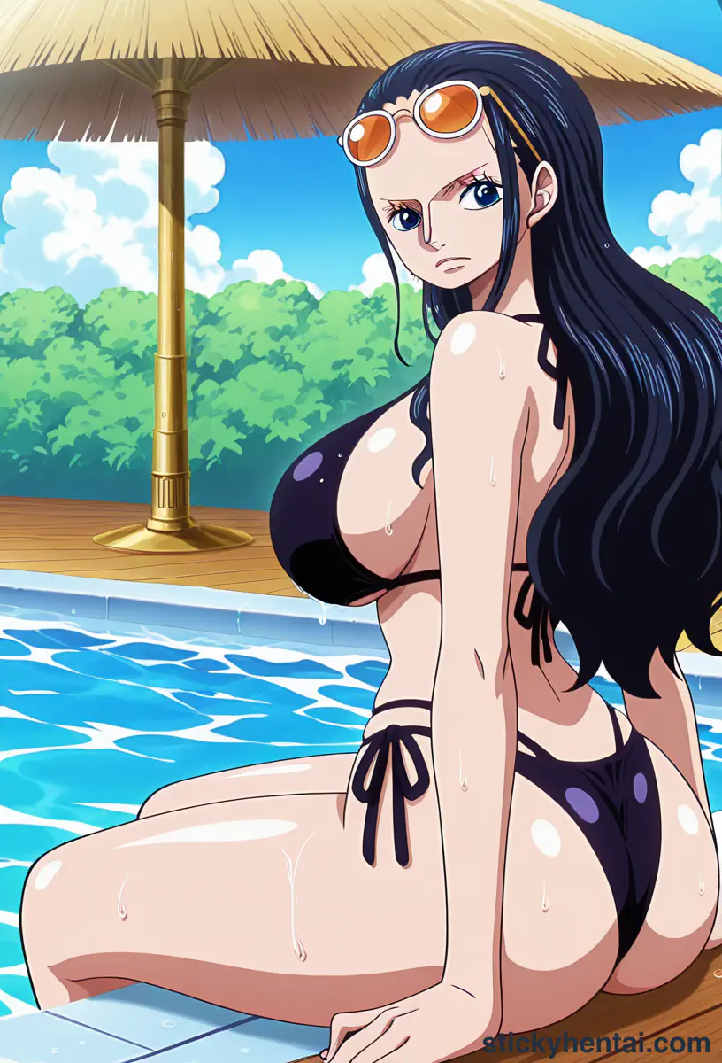 Nico Robin big ass beside the pool #17