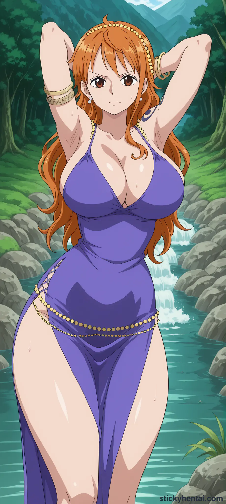 Nami Sexy pose wearing Zou outfit part 1
