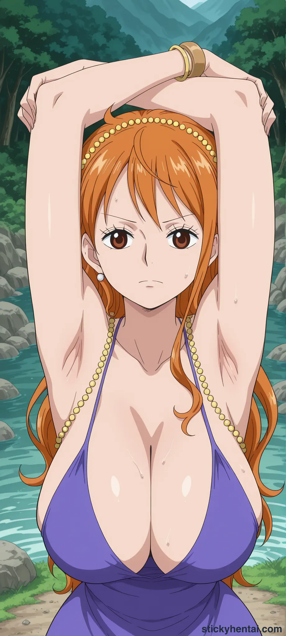 Nami Sexy pose wearing Zou outfit part 2 #11