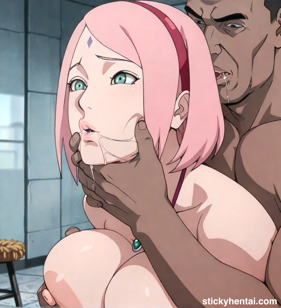 Sakura Haruno is very beautiful and and an old man kissing her lips
