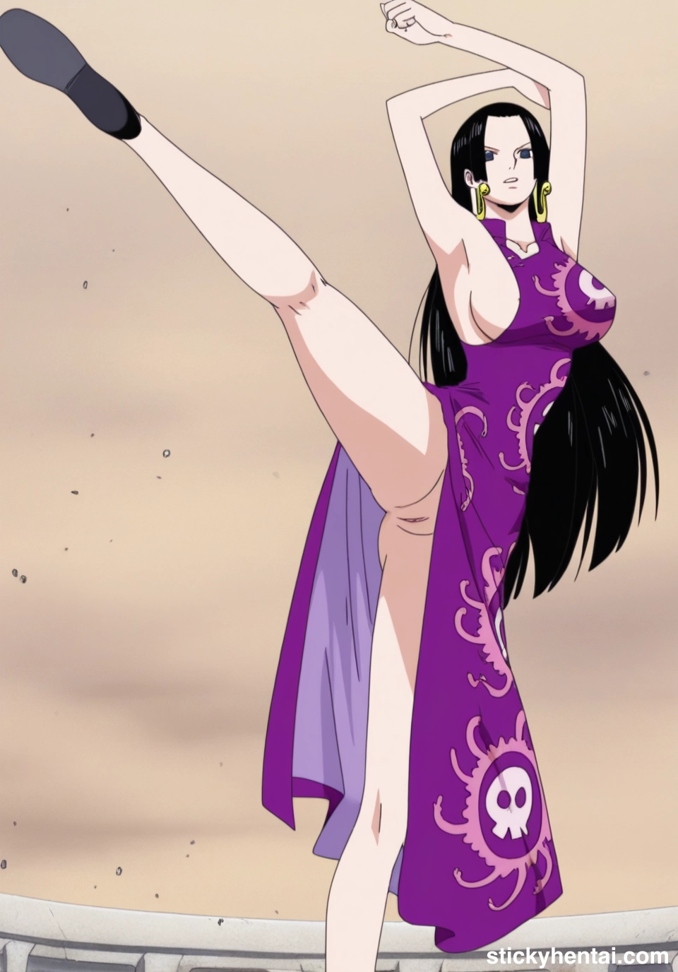 Boa Hancock doing her iconic kicking during The Marineford Arc #boa-hancock-high-kick-pose-iconic-kick-13.webp