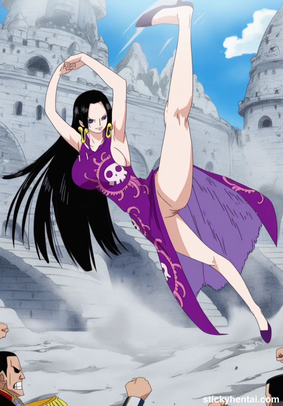 Boa Hancock doing her iconic kicking during The Marineford Arc #boa-hancock-high-kick-pose-iconic-kick-16.webp