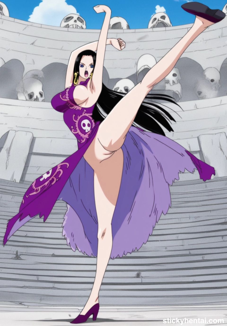Boa Hancock doing her iconic kicking during The Marineford Arc #boa-hancock-high-kick-pose-iconic-kick-17.webp
