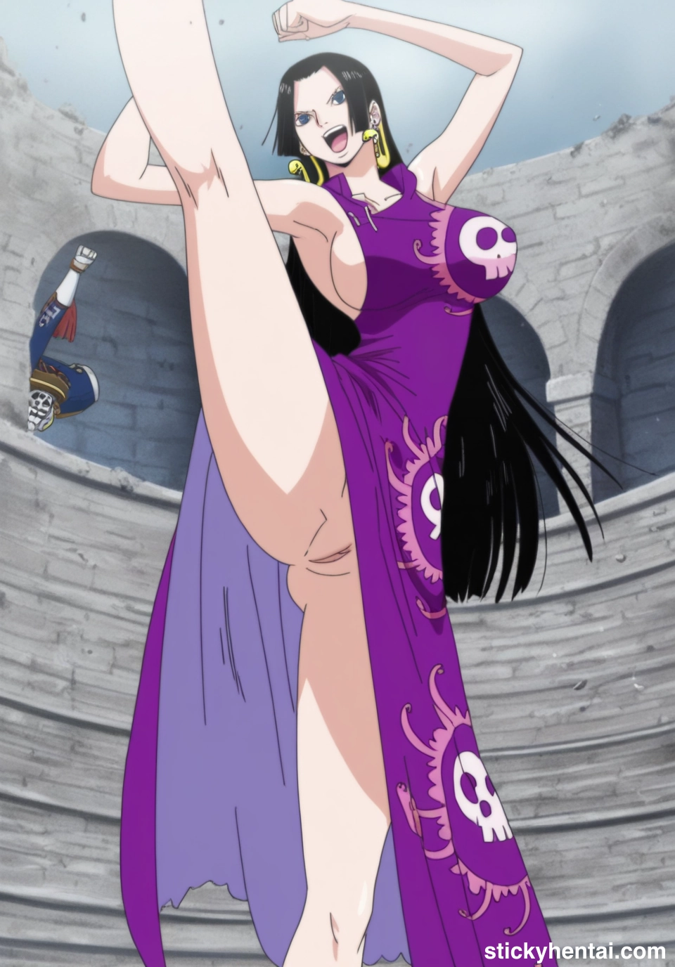 Boa Hancock doing her iconic kicking during The Marineford Arc #boa-hancock-high-kick-pose-iconic-kick-21.webp