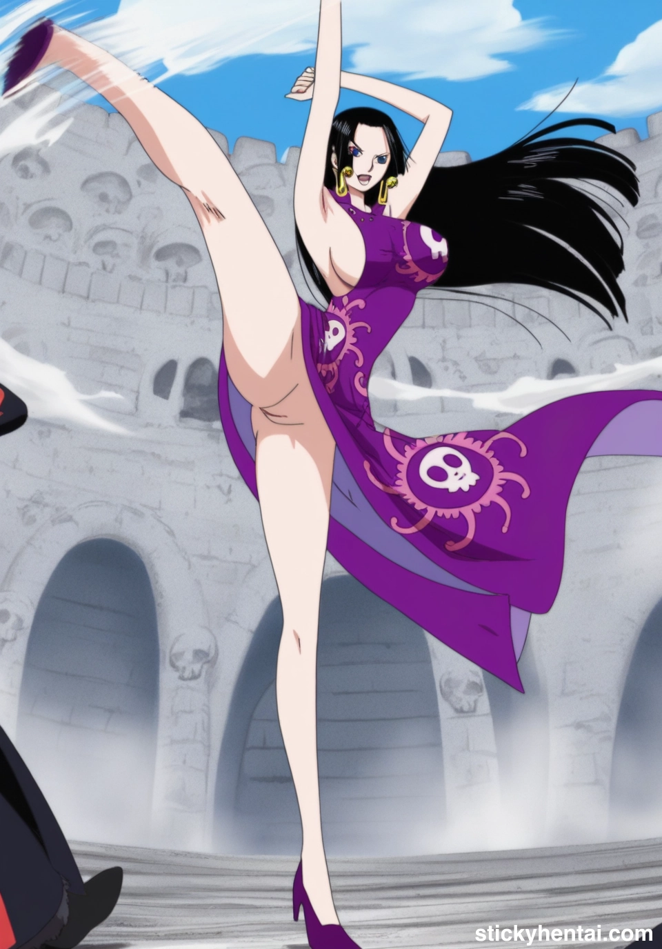 Boa Hancock doing her iconic kicking during The Marineford Arc #boa-hancock-high-kick-pose-iconic-kick-22.webp