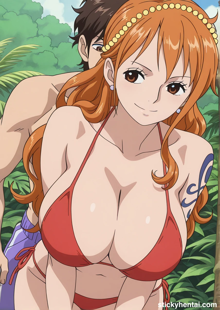 Nami on Beach Happy Photoshoots with some boys