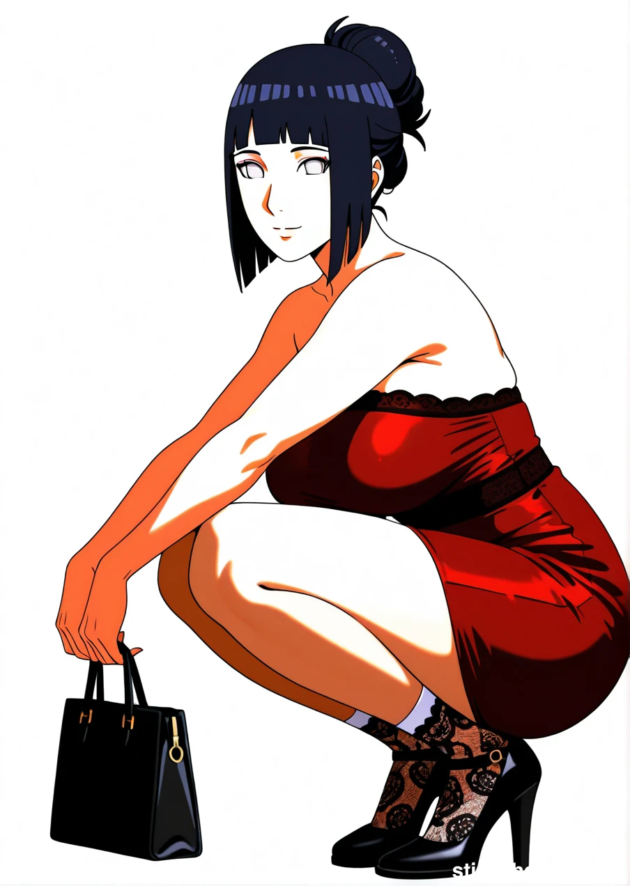 A Solo Photoshoot with Gorgeous Hinata Hyuga Sitting Pose