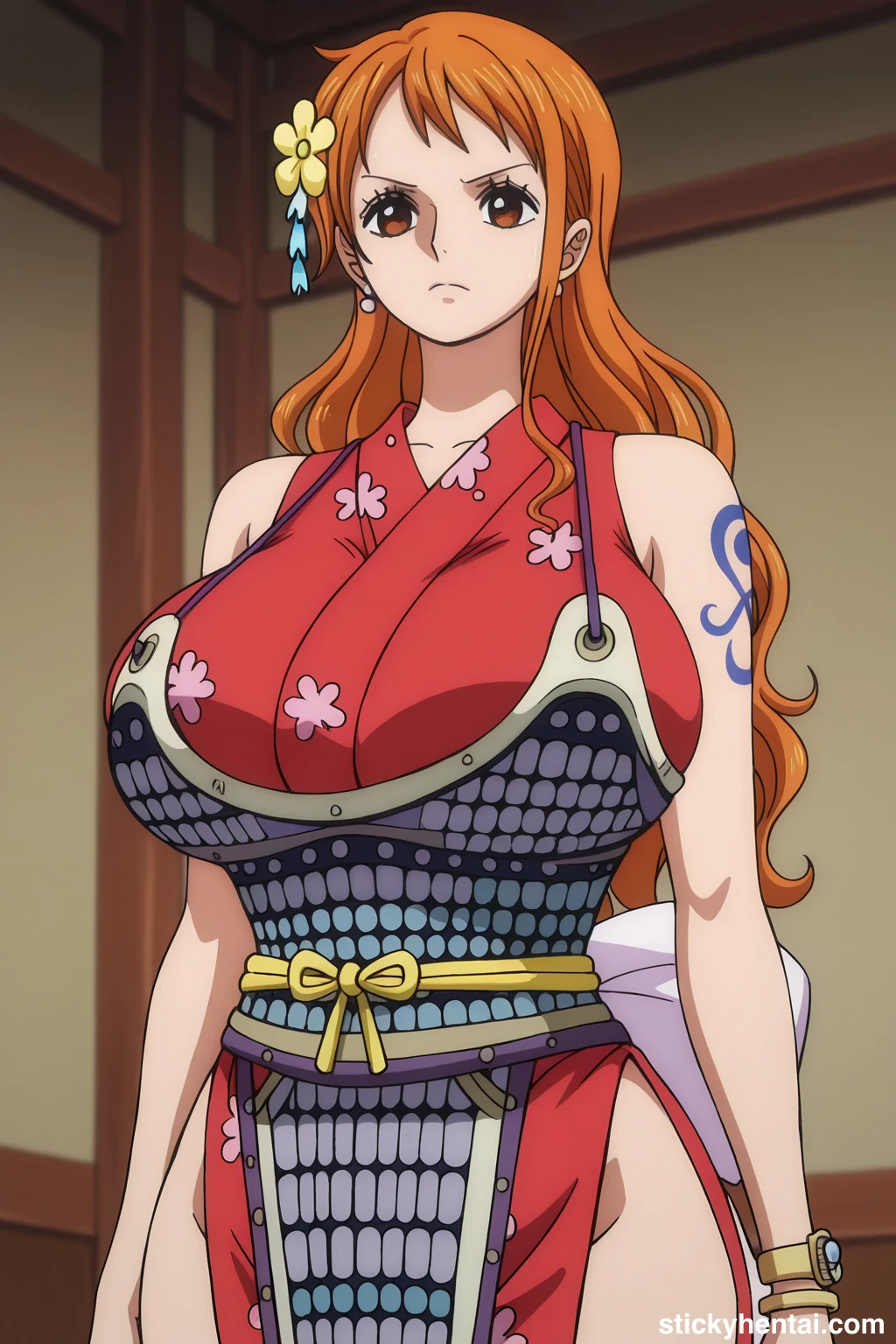 Nami in her Red Wano Outfit with Sexy Body