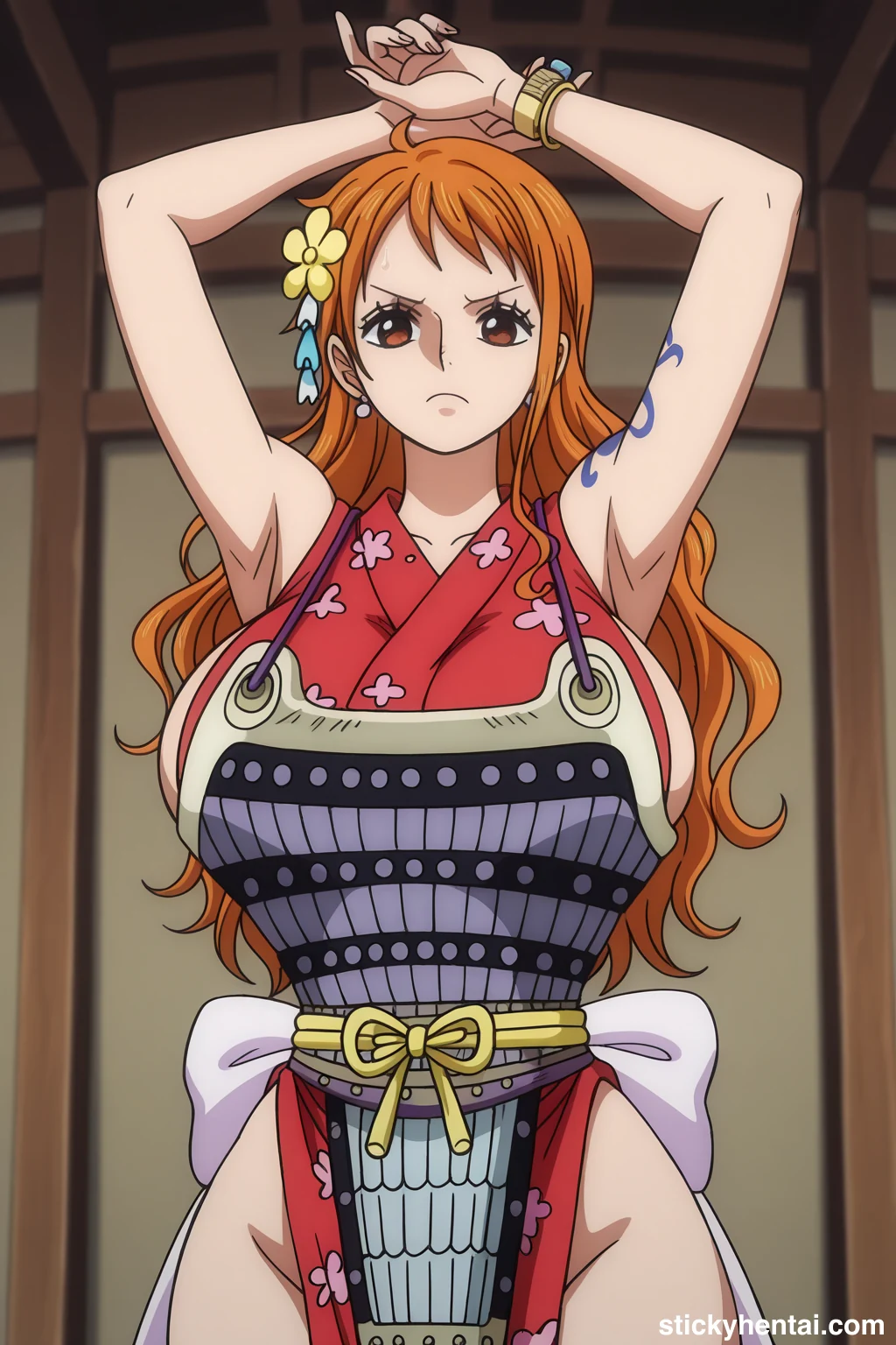 Nami in her Red Wano Outfit with Sexy Body #nami-sexy-pose-11.webp