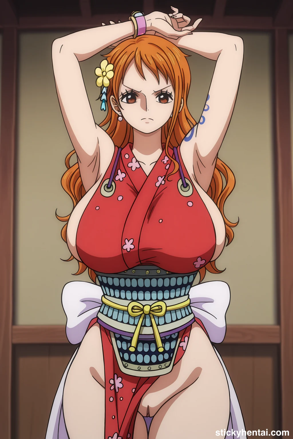 Nami in her Red Wano Outfit with Sexy Body #nami-sexy-pose-14.webp