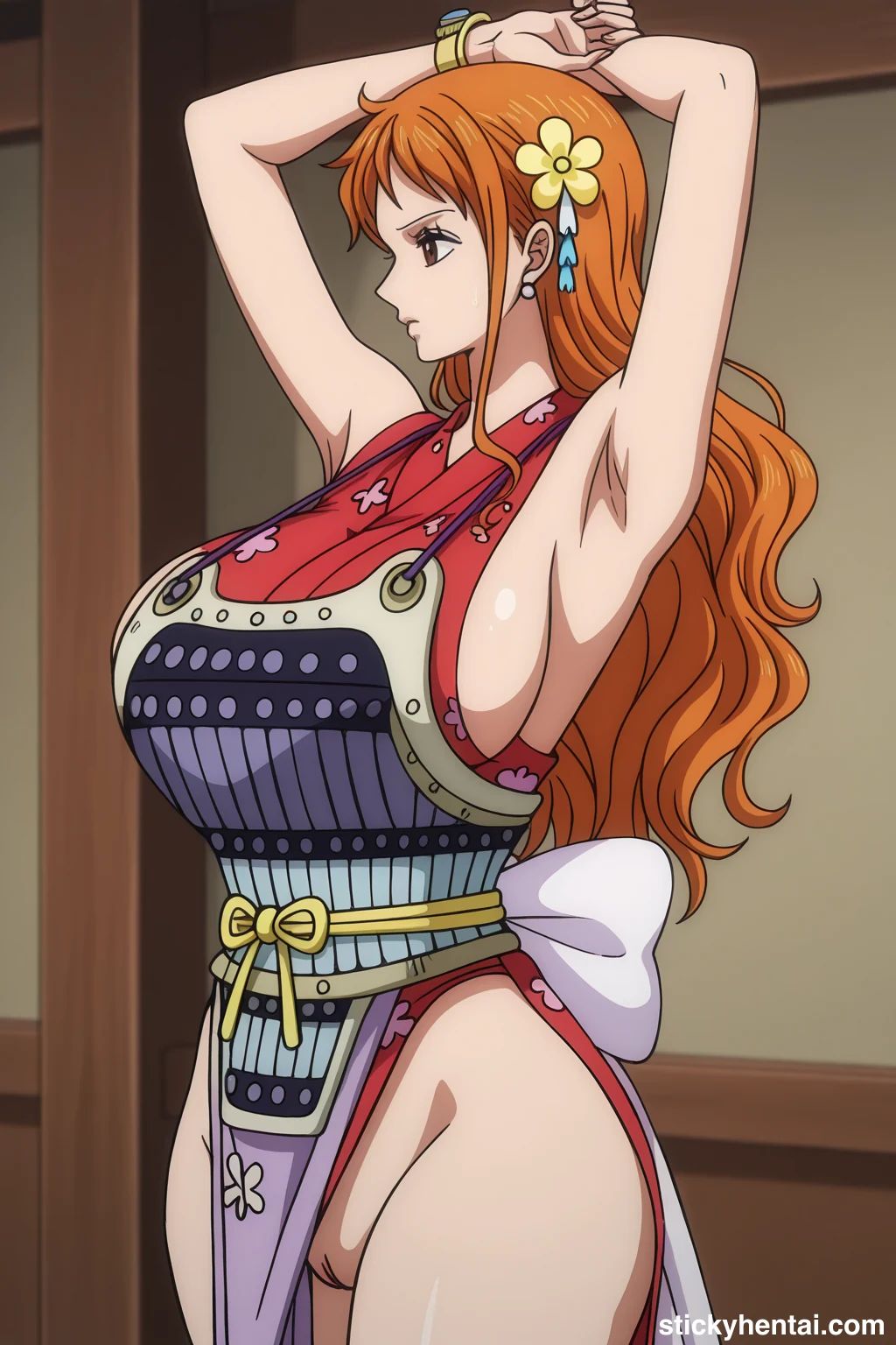 Nami in her Red Wano Outfit with Sexy Body #nami-sexy-pose-19.webp