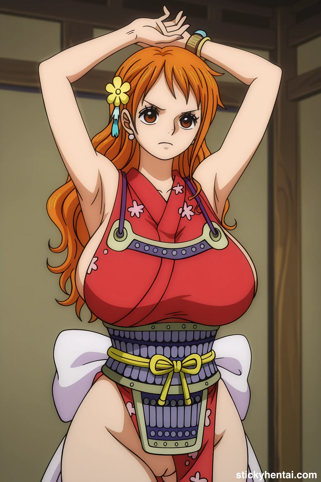 Nami in her Red Wano Outfit with Sexy Body #nami-sexy-pose-24.webp