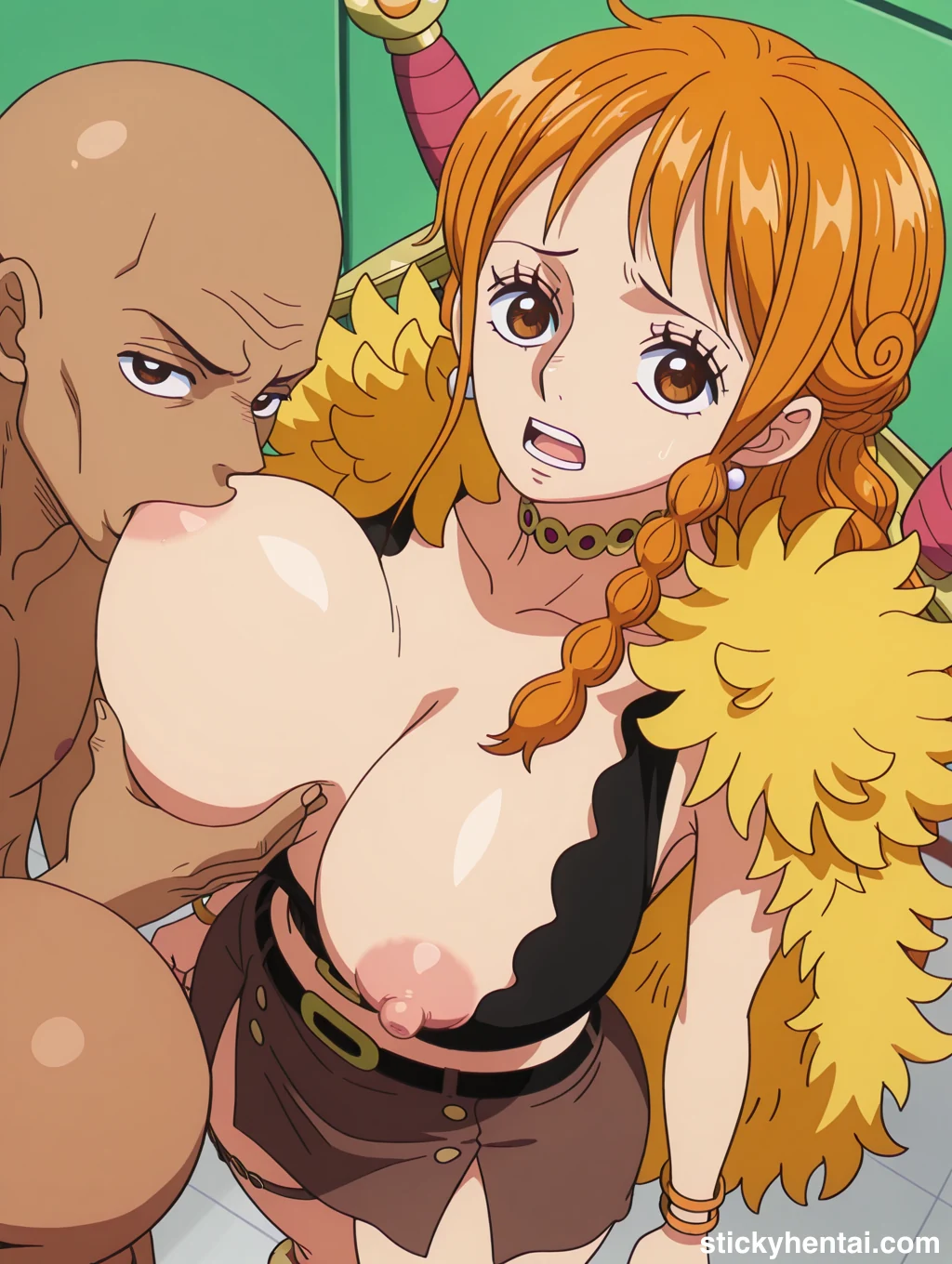 Sucking Nami's Big Boobs in Elbaf Outfit