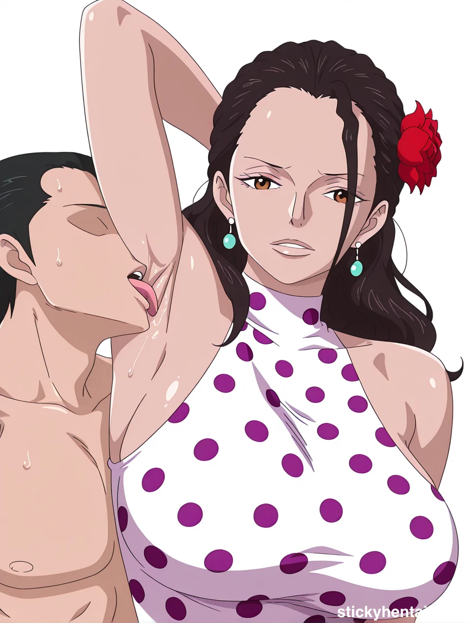 Licking Viola's sweaty armpits