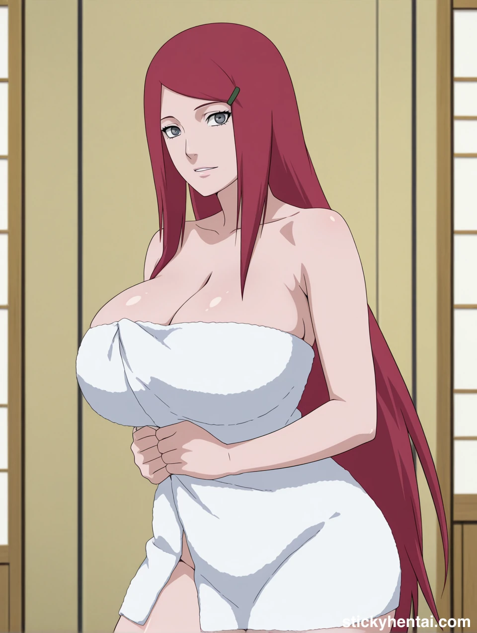 Kushina Uzumaki in white naked towel looks stunning #kushina-uzumaki-towel-hentai-8.webp