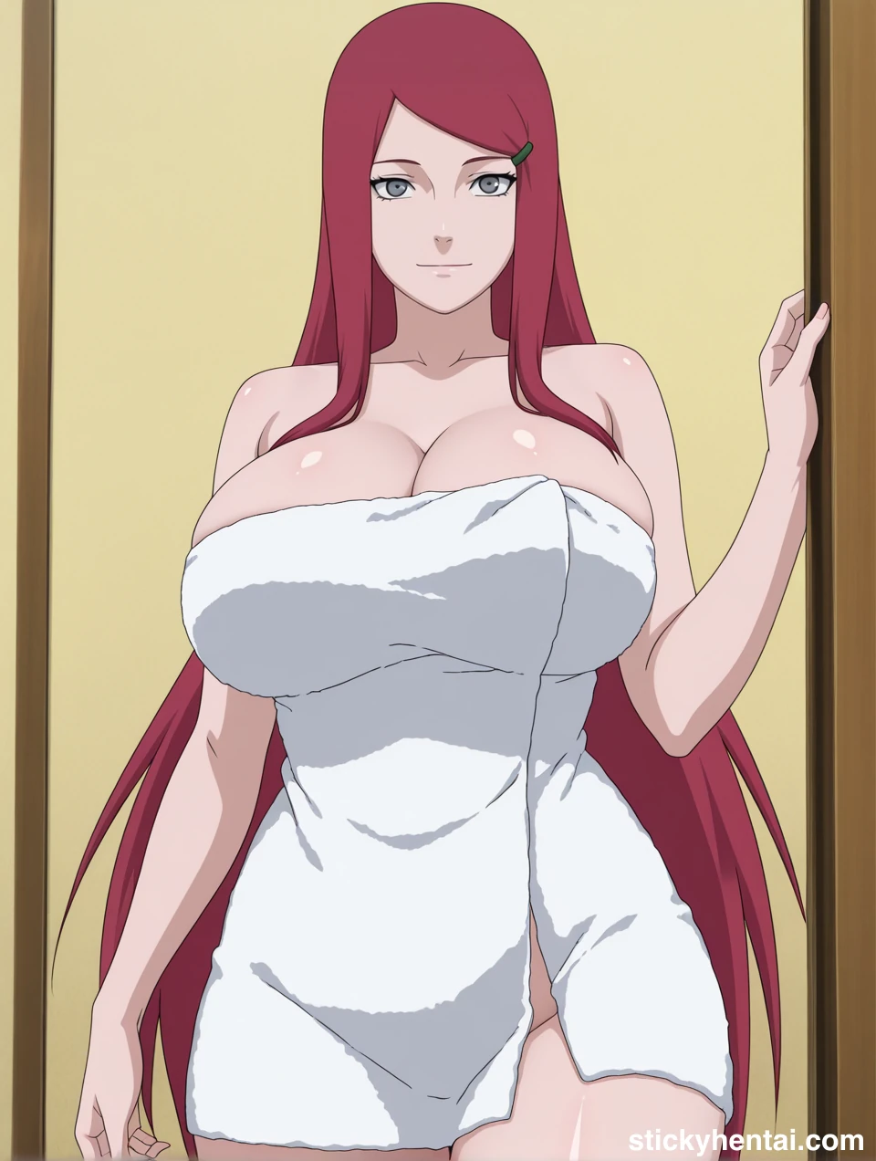 Kushina Uzumaki in white naked towel looks stunning #kushina-uzumaki-towel-hentai-9.webp