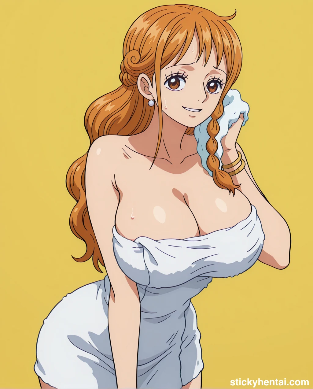 Nami in white naked towel looks so beautiful #nami-bathroom-hentai-22.webp