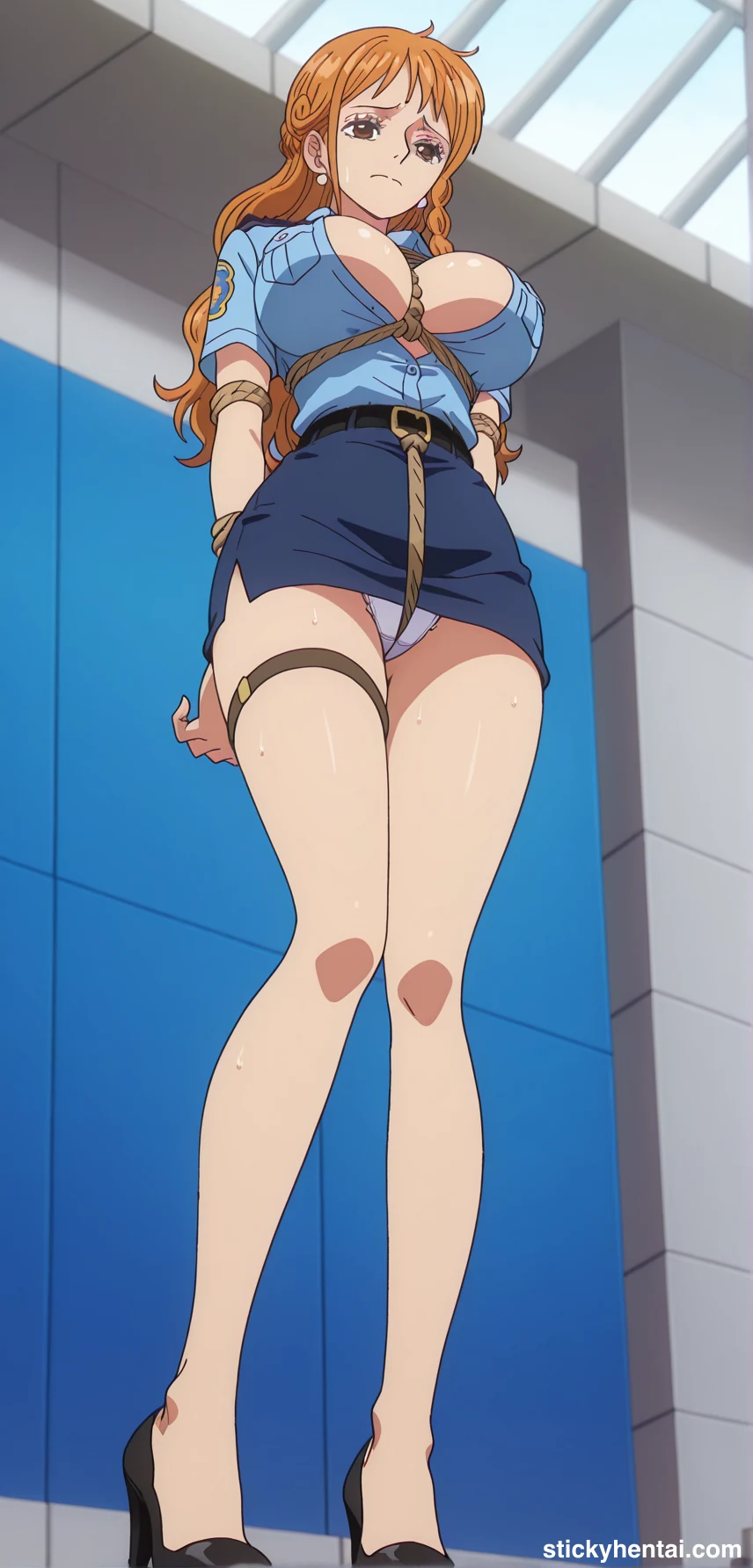 Nami as a Police officer - Rope Bondage photo shoot #nami-police-uniform-hentai-35.webp