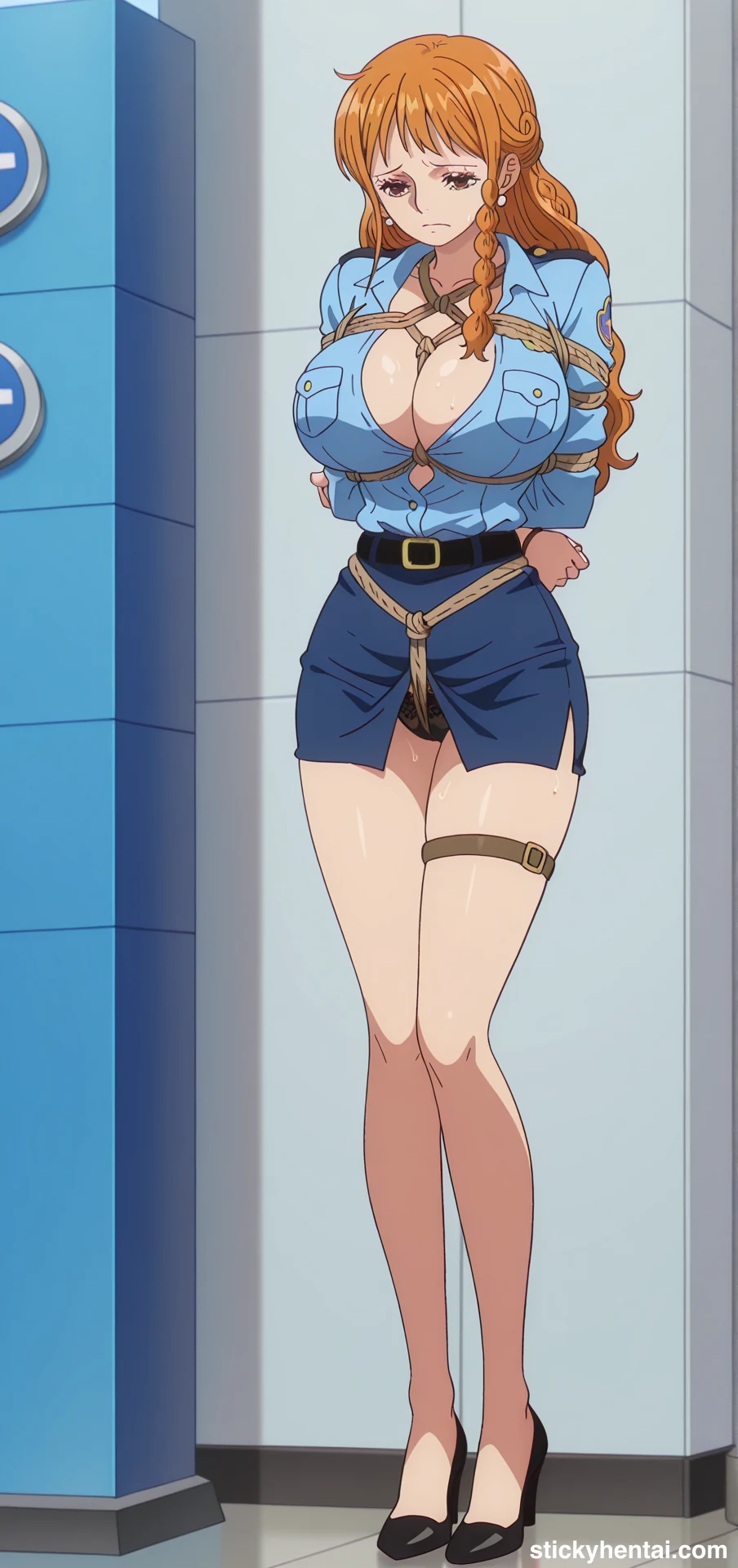 Nami as a Police officer - Rope Bondage photo shoot #nami-police-uniform-hentai-23.webp