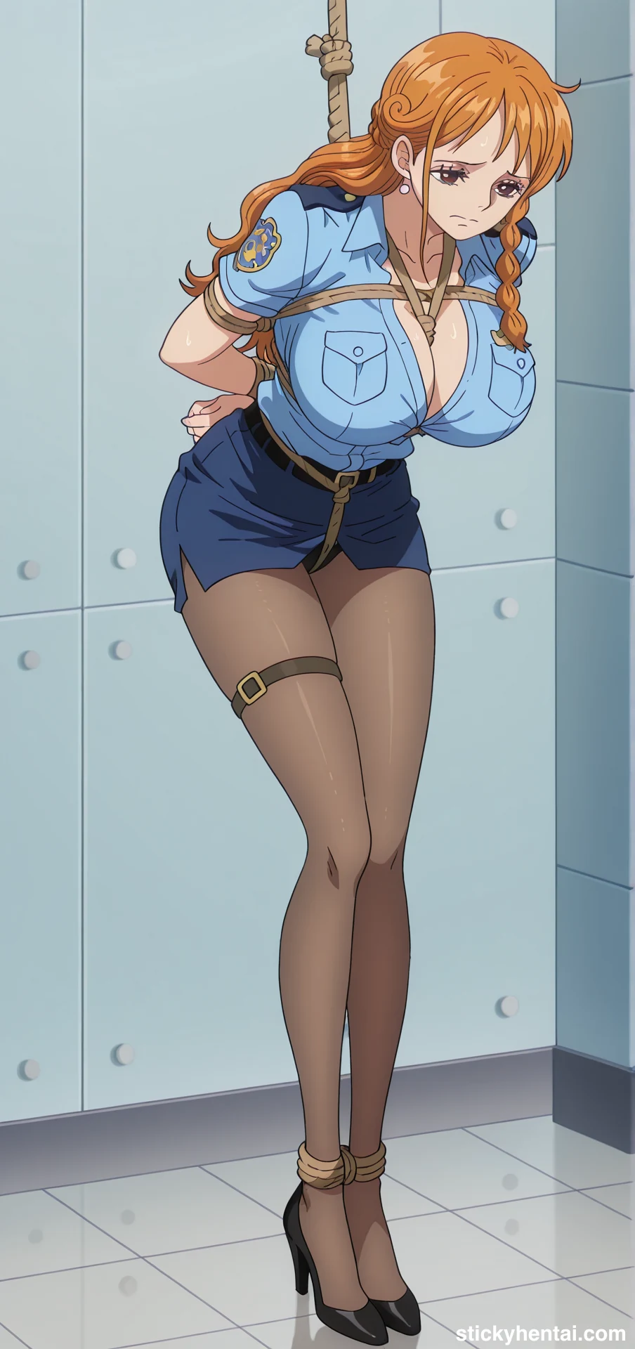 Nami as a Police officer - Rope Bondage photo shoot #nami-police-uniform-hentai-21.webp